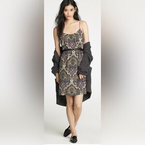 J. Crew Silk Purple Royal Paisley Blouson Slip
Dress - Size 6
